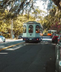 SAVANNAH;S HISTORIC TROLLY RIDE