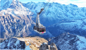 CABLE CAR AT MOUNTAIN TOP IN SWITZERLAND